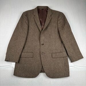J Crew Brown Herringbone Wool Nylon Sport Coat 42R Tweed Classic Academia